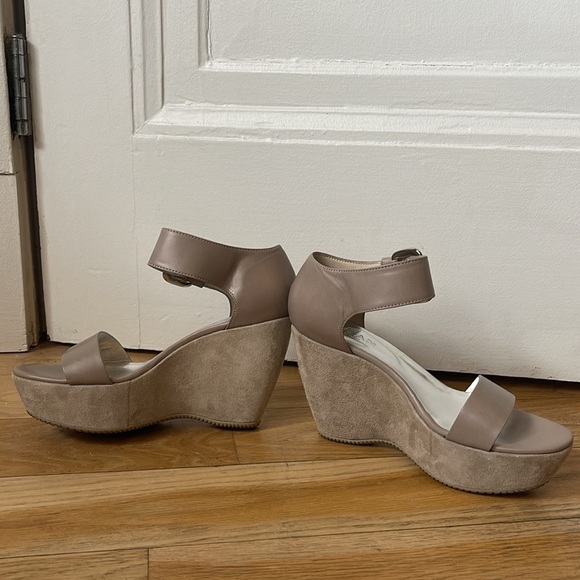 Hogan Gray Suede Leather Wedges Grey 36.5 Heels Shoes - Picture 5 of 9